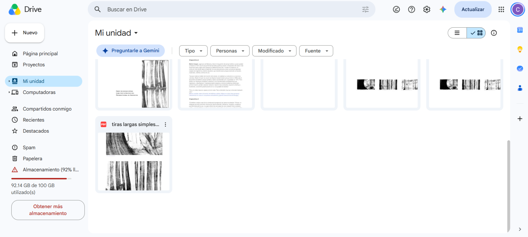 Google Drive después de realizar scroll